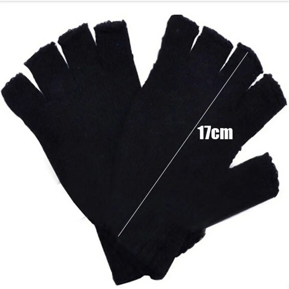 1 Pair Half Finger Fingerless Gloves Men/Women Black Warm Knitted Stretch Elastic Winter Outdoor Equipment Cycling Accessories 5