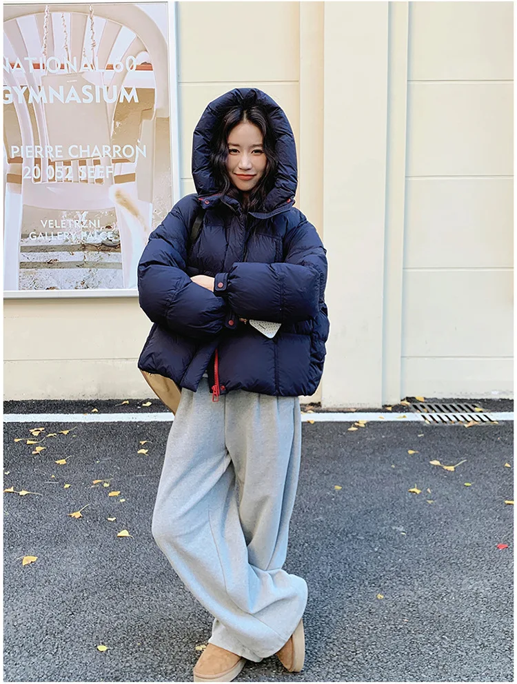 Jacket Korean Thickened Puff Feather Cotton Jacket Women Winter New Loose Warm Fashion Zipper Hooded