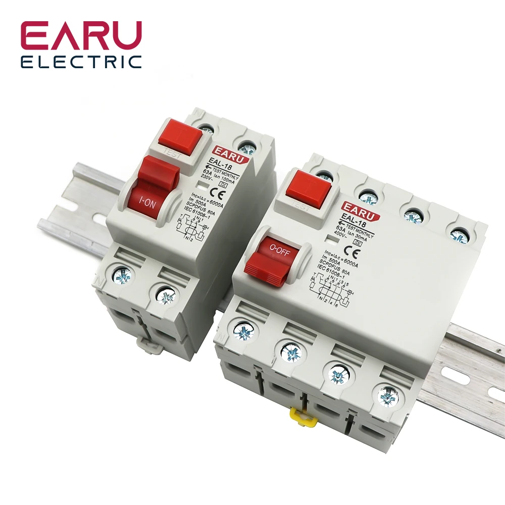 2P 4P 10/30/100/300mA Type A /AC RCCB RCD ELCB Residual Current Circuit Breaker Short Current Leakage Protection 32A 40A 50A 63A