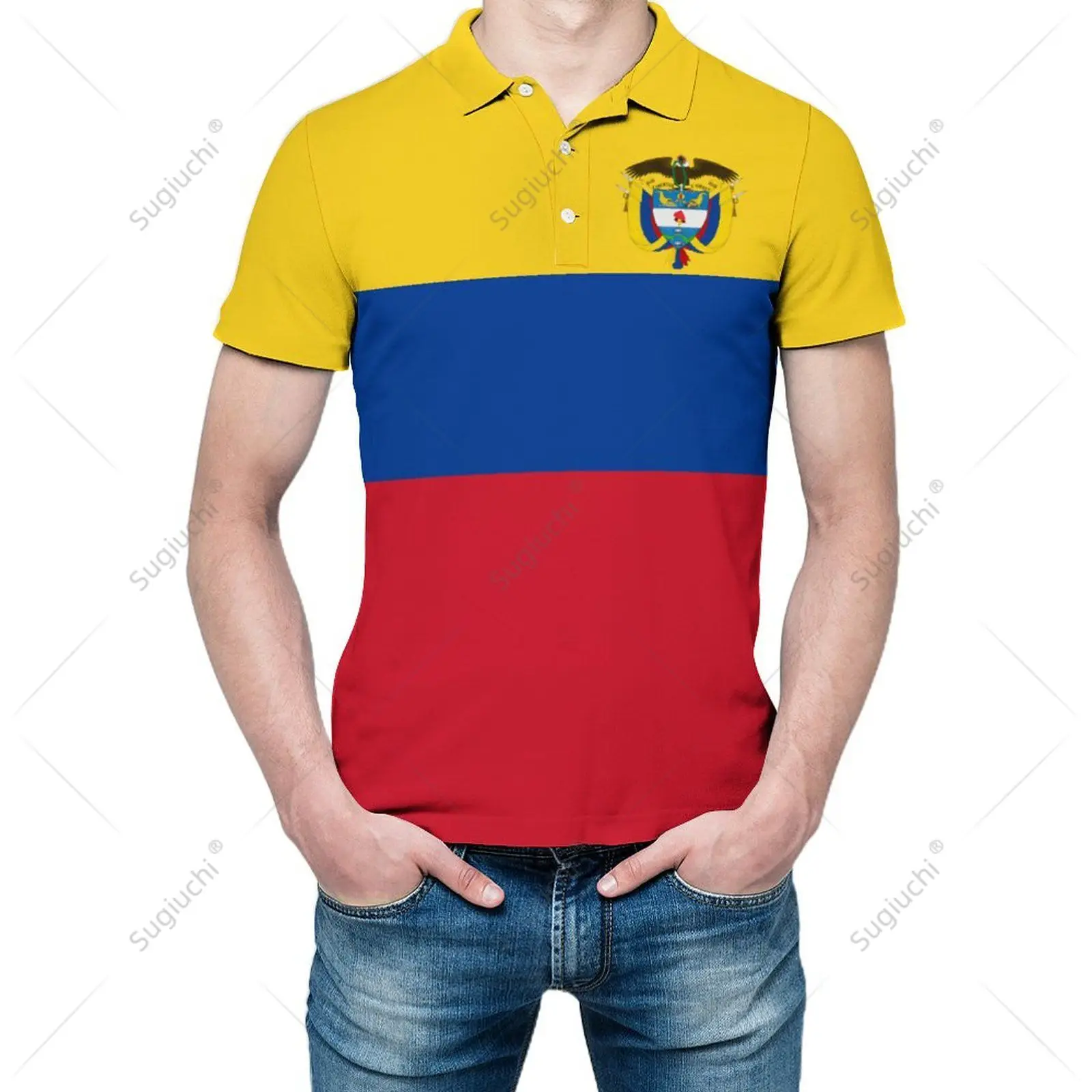 Polo Unisex Bandiera Colombia Stampa 3D Uomo Polo Abbigliamento Moda Tute Maniche Corte