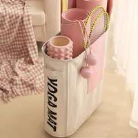 Large Capacity Fabric Wheeled Yoga Mat Storage Basket Multifunctional Curved Edge Folding Gym Sports Equipment Sorting Basket 2