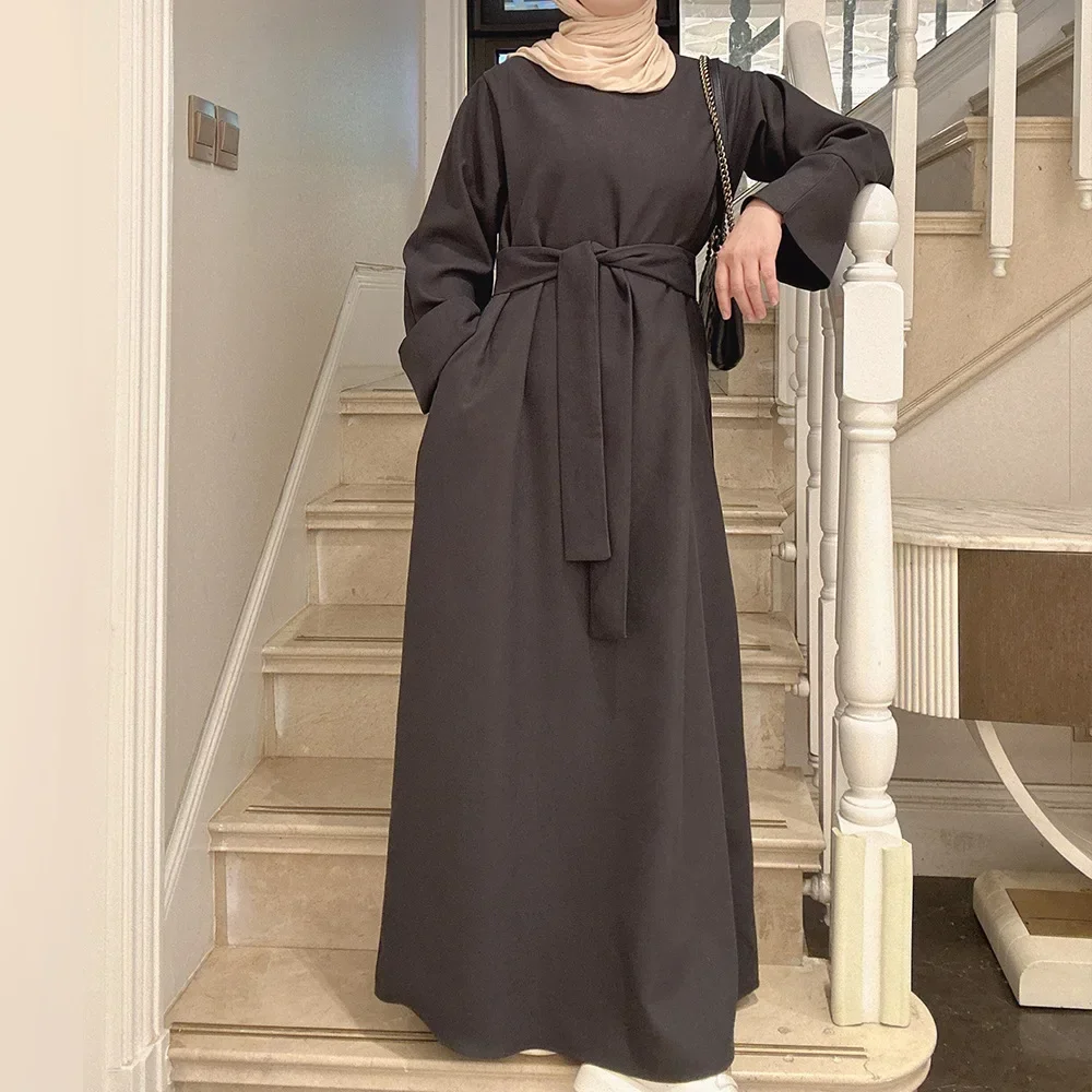 Winter Abaya Dubai Muslim Hijab Dress Plain Abayas for Women with Pockets Turkey Ramadan Eid Autumn Islamic Clothing Kaftan Robe