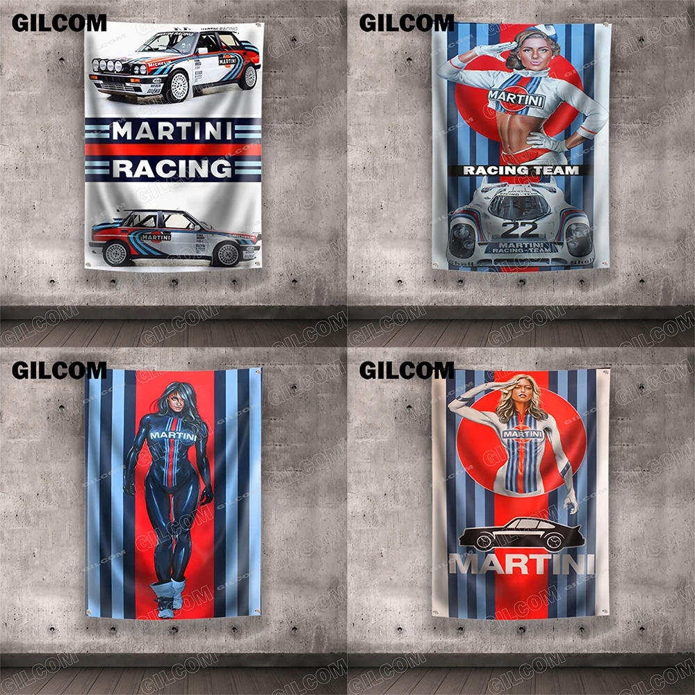 Фото MARTINI флаг гоночный автомобиль живопись Racer Home постер Реклама Логотип Спорт Открытый клуб цифровая печать баннер латунная втулка №2