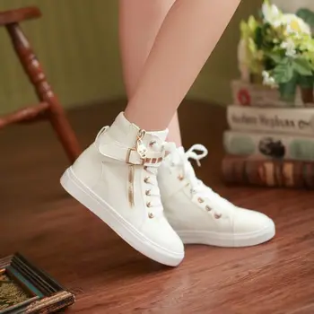 White Sports Ladies Footwear Athletic High Top Sneakers Spring Autumn Black Women's Shoes Korean On Sale Designer Luxury Walking