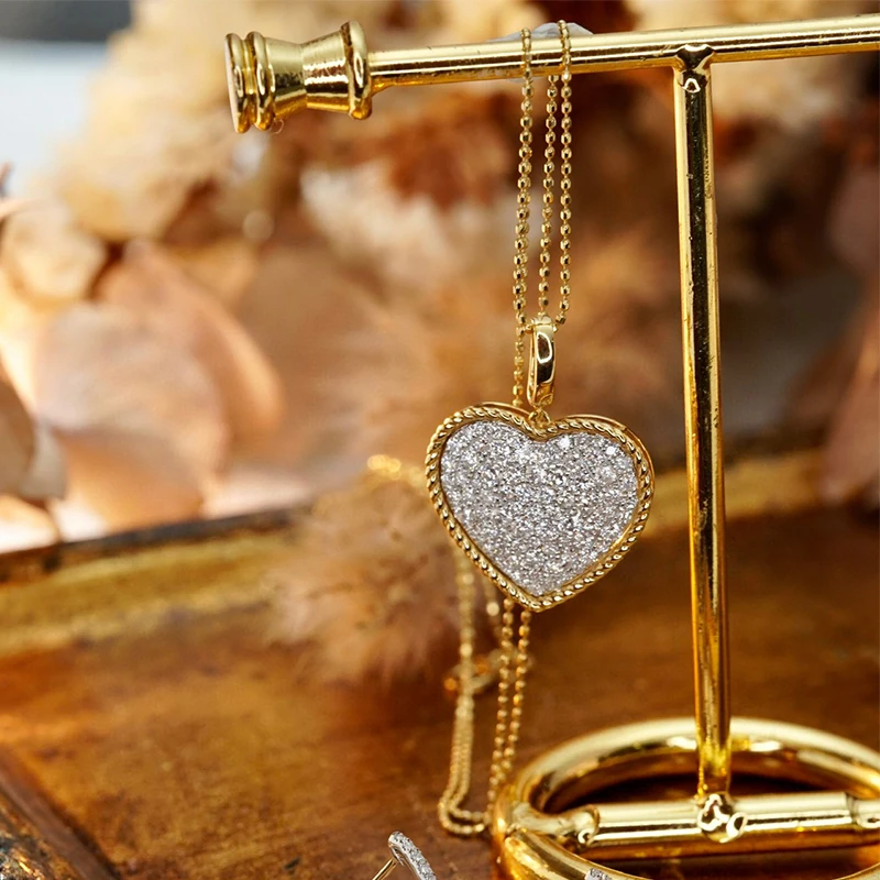 S283f8a112b5546289bb7038c52ba551b2 Aazuo High Jewelry Set 18K Gold Real Diamonds Luxulylife Heart Shape Necklace Earring Gift For Women Engagement Wedding Party