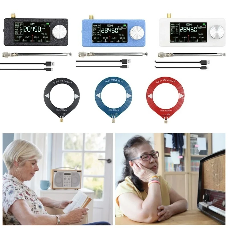 휴대용 라디오 0.5-108 MHz LSB USB AM FM 미니 포켓형 노인용 라디오 2피스 안테나 IPS 화면 디스플레이