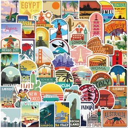 Vibrant Cityscape Travel Stickers - Creative DIY Decor Set (50 Pieces) (50PCS All)