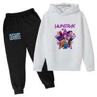 Kpop شيطان الصيادين الاطفال الكرتون طباعة هوديي وسراويل مجموعة 2 قطعة رياضية ملابس كاجوال للبنين والبنات 2-13 سنة 1