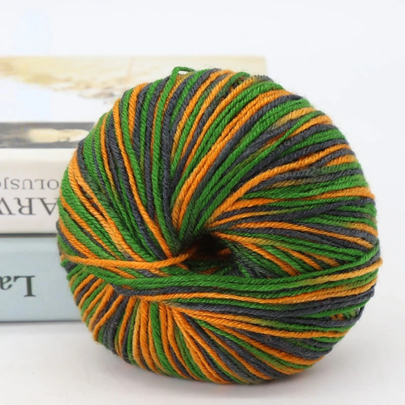 El dokuma ayakkabı için 4-Strand fantezi iplik, akrilik kanca ayakkabı, yün topu, bebek yastık, 50g, 90m