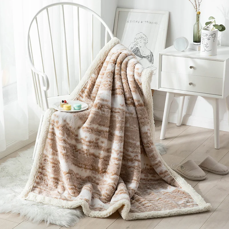 Inyahome Khaki and White Warm Sherpa Throw Blanket Fleece Soft Blanket Dual  Sided Reversible Super Soft Fuzzy Bed Accessories - AliExpress