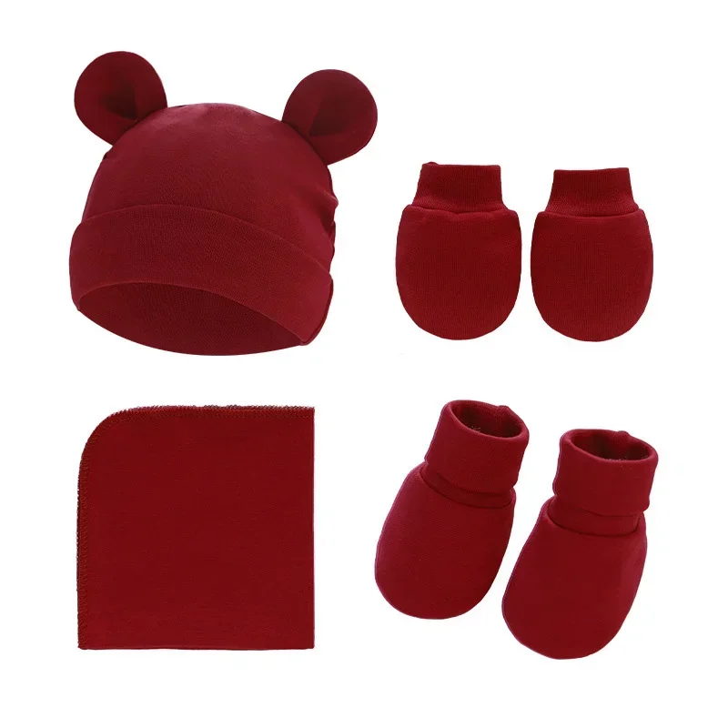 

Перчатки варежки для девочек и детские шапки головной убор полотенце 4 шт./комплект теплый квадратный защитный комплект для ног для новорожденных четыре предмета