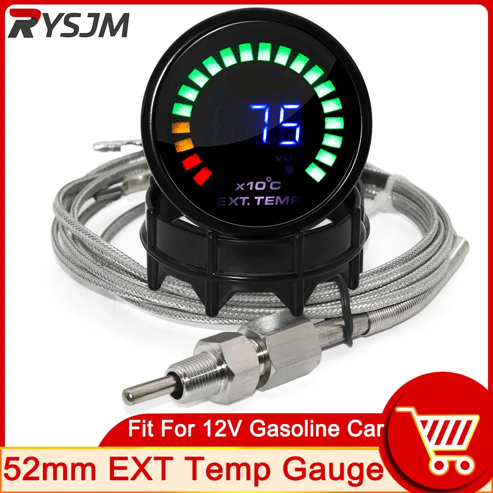 AD 52mm Exhaust Gas Temperature Gauge Digital Exhaust Gas Temp Gauge 20 Led EGT EXT Car Meter + Oxygen Sensor Instruments