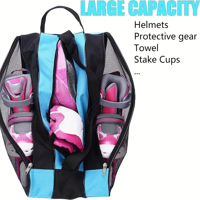 Roller Skates Bag Portable Roller Skates Bag Ice Skating Bag Large Capacity Breathable Kids Inline Skates Storage Skating Shoes