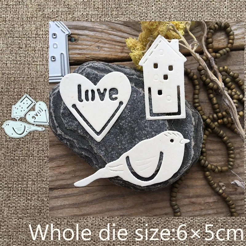 

Металлический трафарет XLDesign, форма для высечки в виде сердца, дома, птицы, украшение для скрапбукинга, высечки для альбома, бумаги, тиснения