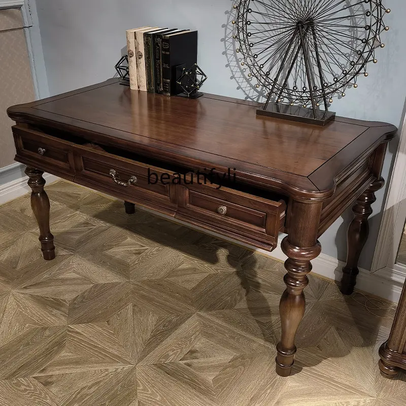 

American Desk Bookcase Black Walnut Wooden Desk Computer Desk Solid Wood Study Table Study