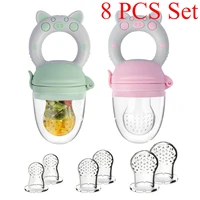 8pcs Children's Silicone Fruit & Vegetable Feeder with Handle - Perfect Food Supplement Pacifier ,Christmas, Halloween 1