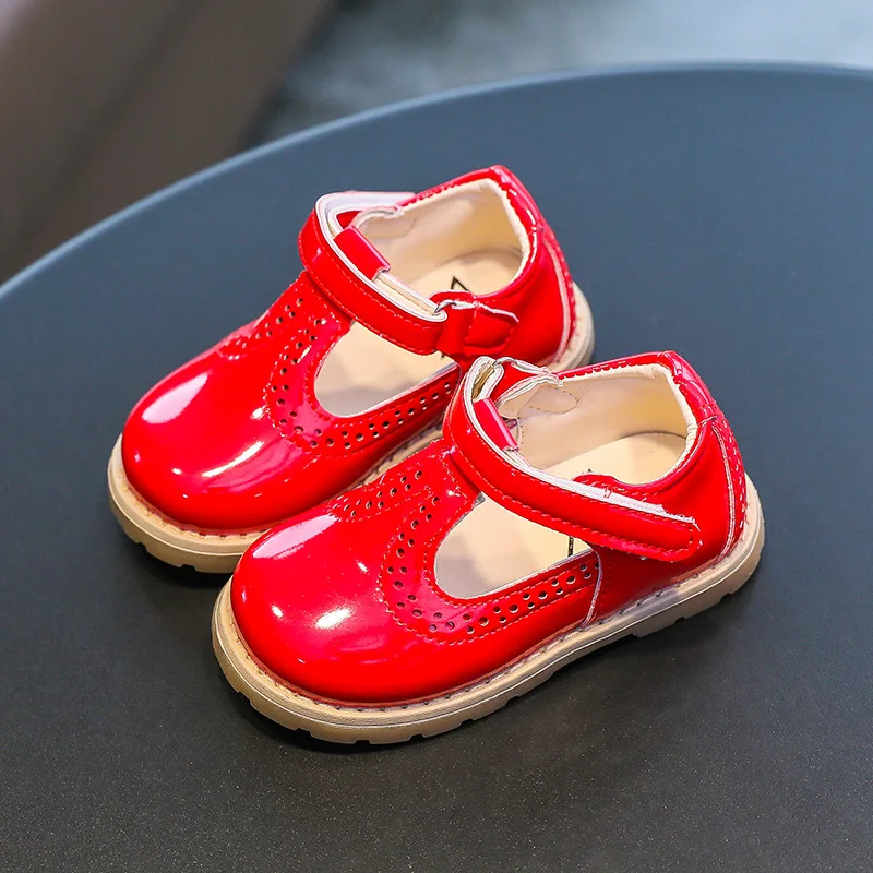 

Fashion Girls PU Leather Shoes Red Princess Shoes For Wedding Party Girls Performance Shoes Black Pink 1-7Years Old Kids Shoe