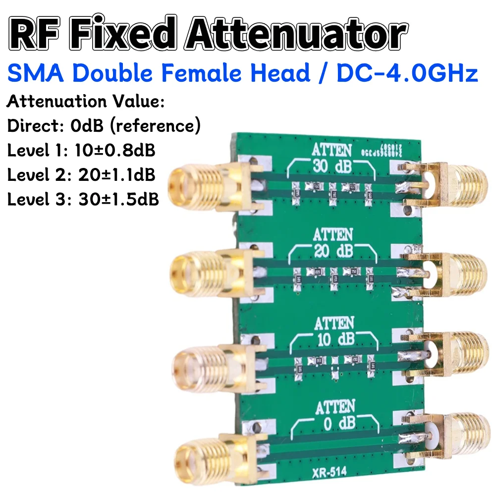 SMA Double Female Head RF Attenuator Set 200mW 50Ω, 0-30dB, DC-4.0GHz Electronic Components