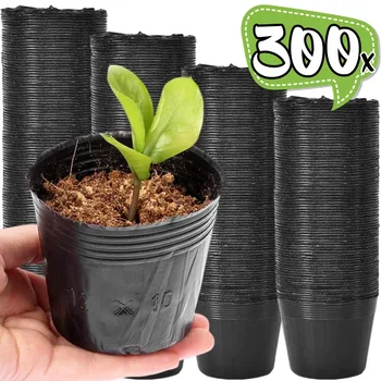 50-300PCS Plastic Black Seedling Nursery Pots Planting Flower Breathable Container Garden Seed Starting Grow Cup Nutrition Box