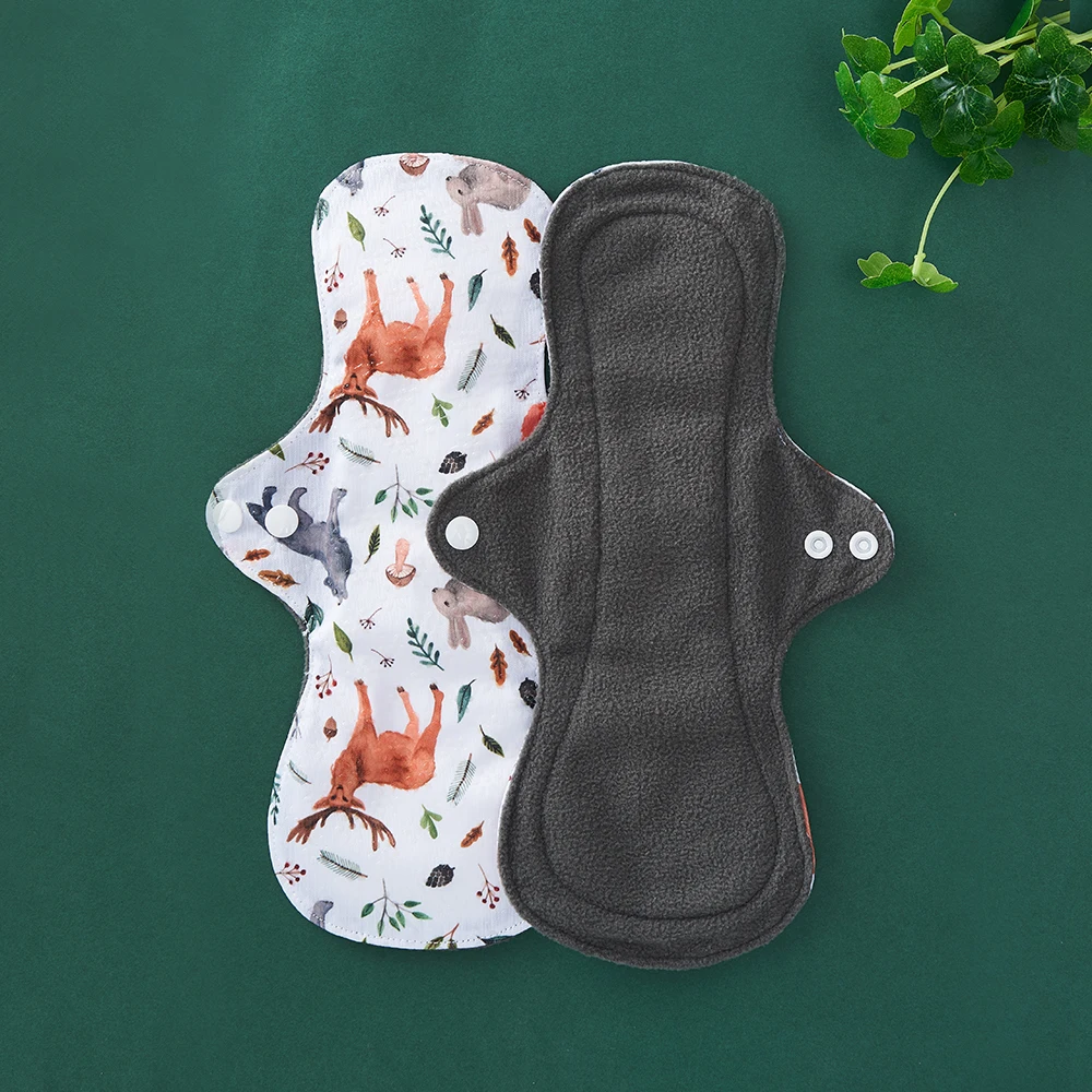 1 Pcs Anti-Slip Menstrual Pads Bamboo Charcoal Women Feminine Washable Reusable Cloth Pad