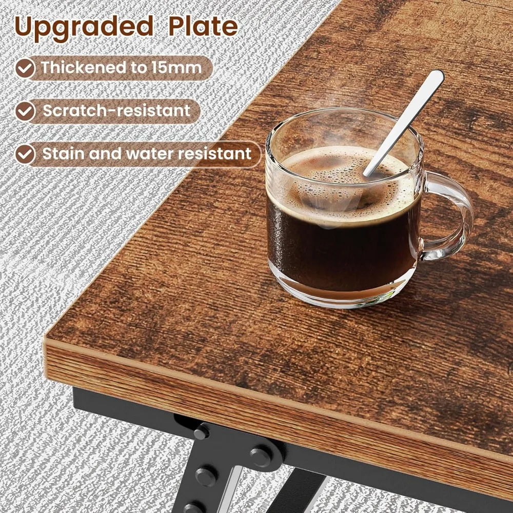 Folding Coffee Table, Leg Latches Portable Sturdy Floor Table Desk for Sitting on The Floor, Café Tables 6