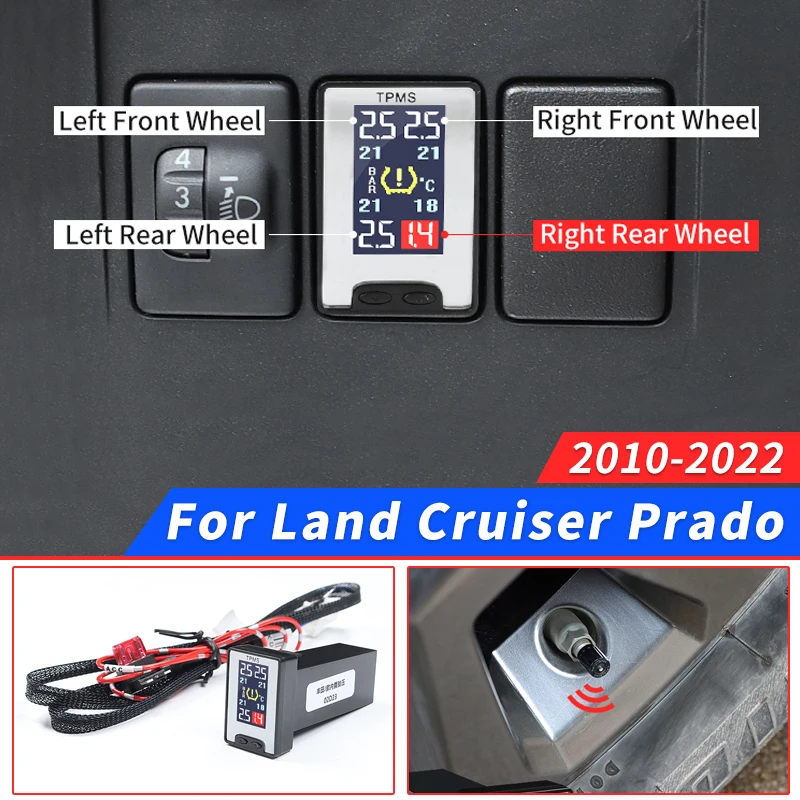 Tire Pressure Monitoring System Digital LCD Screen for 2010-Toyota Land Cruiser Prado 150 Car Security Alarm System