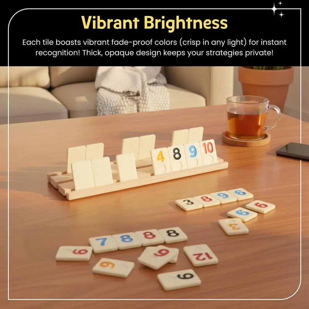 106Pcs Wooden Rummikub Game Portable Case 106 Tiles Rummy Tiles Travel Set Rummy Cube Game Parent-Child Interactive