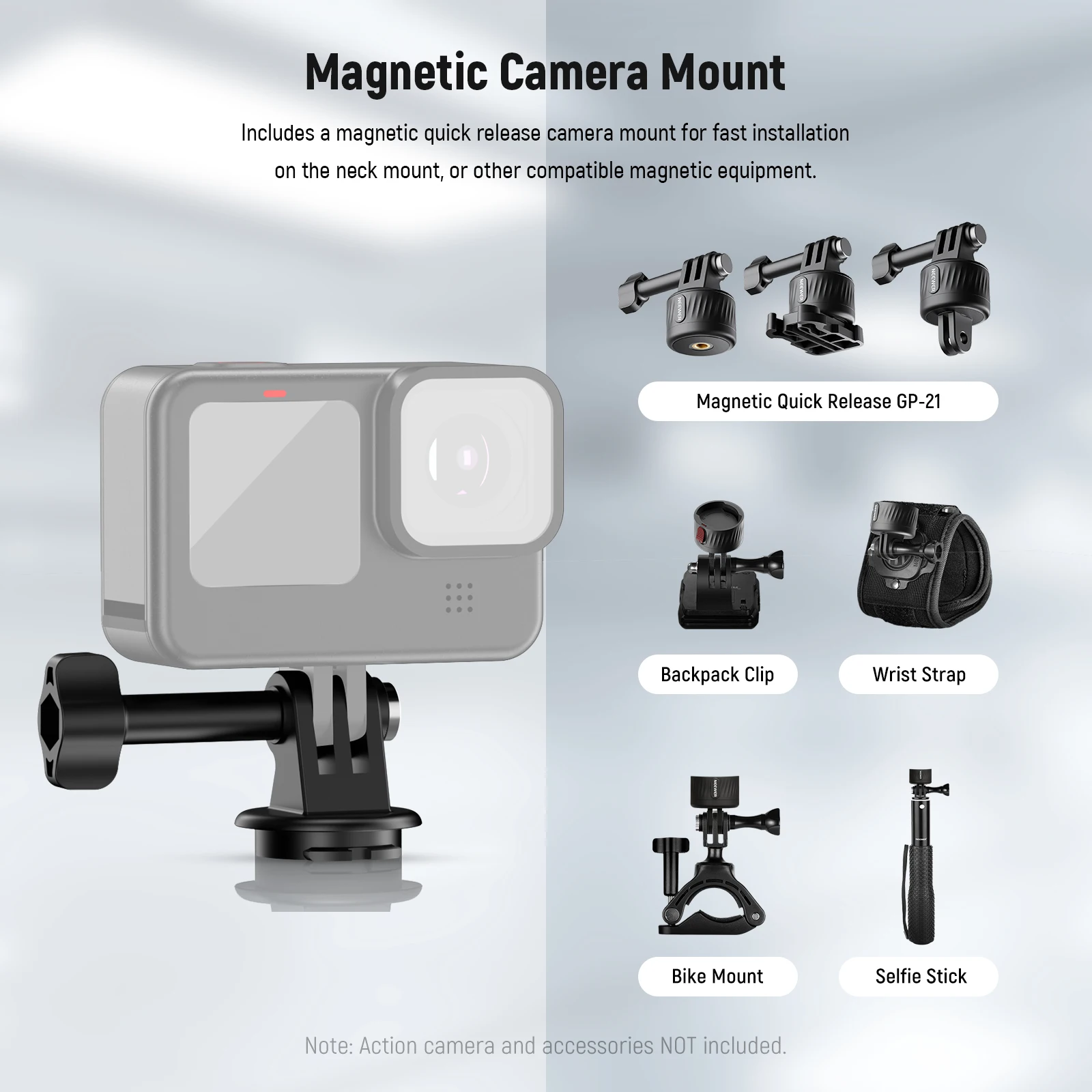 NEEWER Original Magnetic Neck Mount Holder with Phone Clip Suit For Hero 12 11