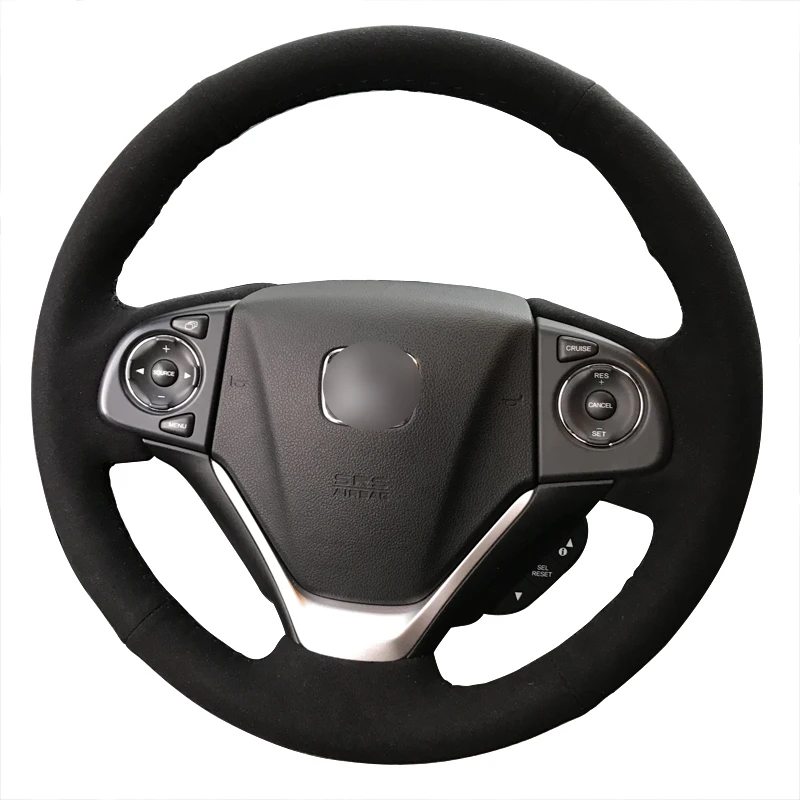 

Hand Sewing Steering Wheel Cover with Black Suede For Honda 2014 CR-V Car Accessories
