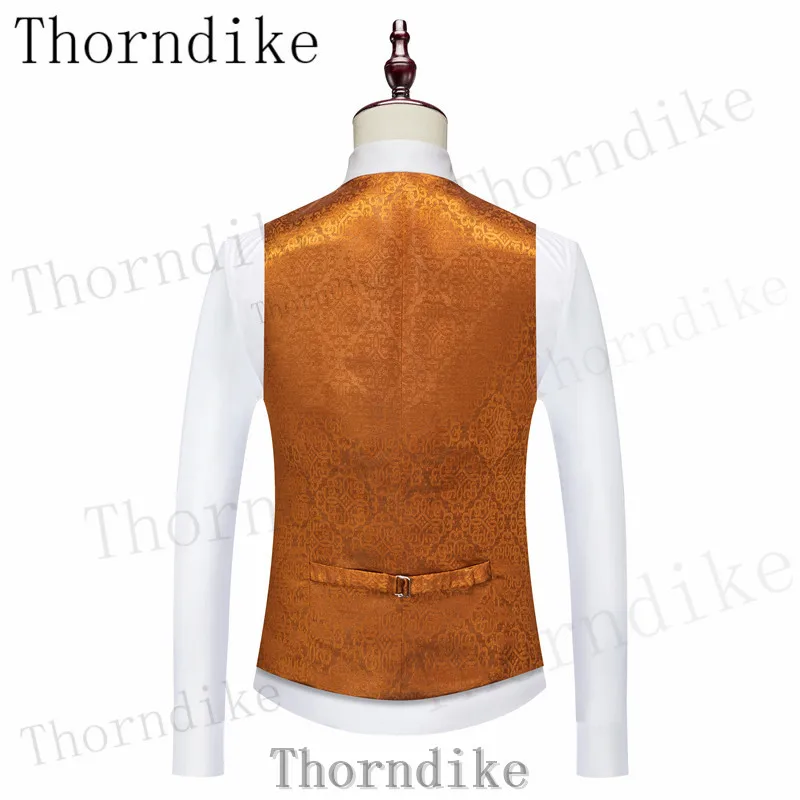 Thorndike Orange Mens Suits 3 Piece Casual Tuxedos for Wedding Groomsmen Suits Men (Blazer + Vest + Pant)