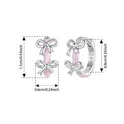 Elegant Pink Bow Hoop Earrings in 925 Sterling Silver - Hypoallergenic Jewelry Gift (SCE1926)