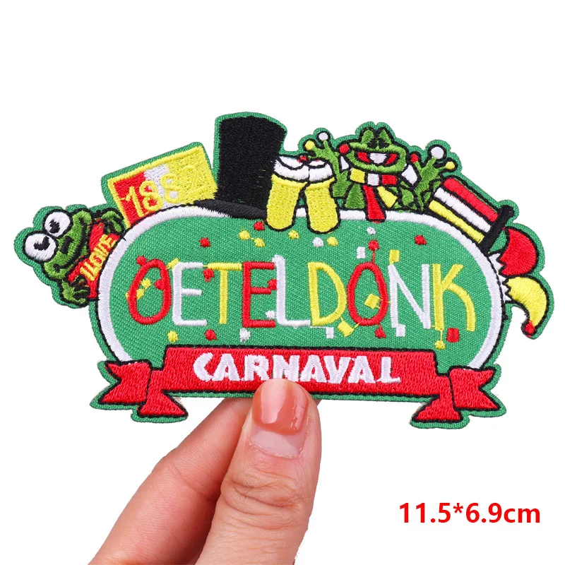 Oeteldonk Embroidered DIY Frog Carnival Iron-On Patch