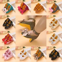 2024 Fashion Infant Newborn Baby Girl High Heels Shoes Princess Bow First Birthday Party Shoes Photo Props Shoes