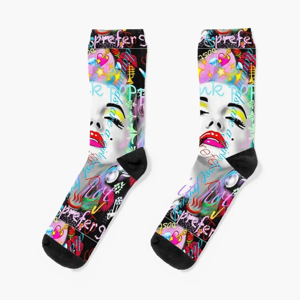 

Marilyn Monroe with graffiti Socks sport Heating sock compression cool Designer Man Socks Women's