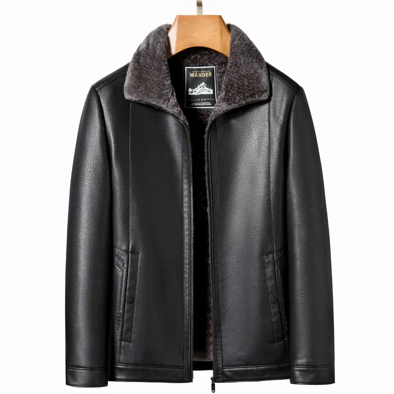 

YN-2265 Natural Cotton Sheepskin Jacket For Autumn And Winter Men's Collar Fluffy Thick Middle Young Man's Fashion Top