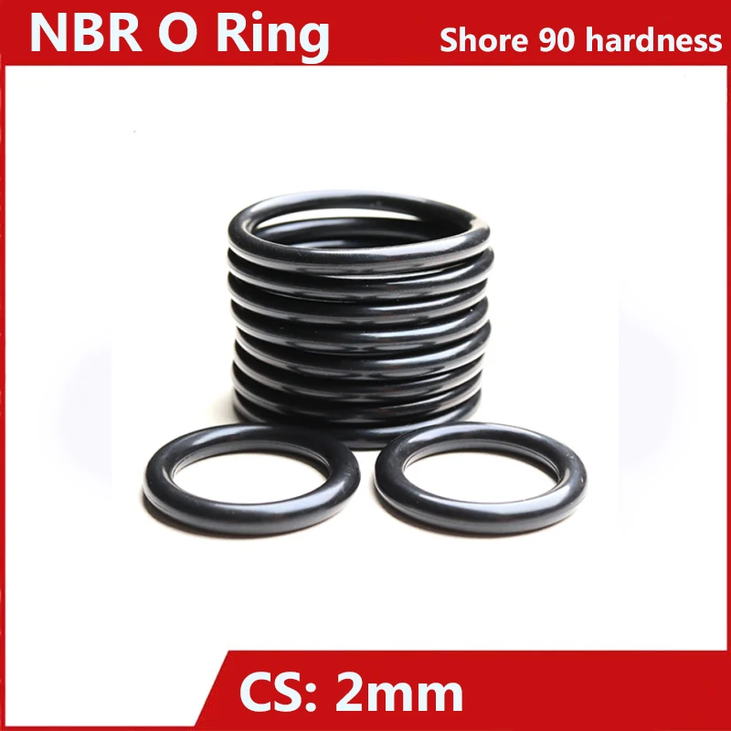 90 Hardness NBR O Ring CS 2mm Nitrile Rubber Sealing Ring ID 2-50mm 100Pcs in a pack nitrile rubber o ring