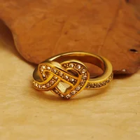 Minimalist Stainless Steel Heart Love Hollow Ring for Women Inlaid Zircon Rings Gold Color Waterproof Romantic Fashion Jewelry - Image 2