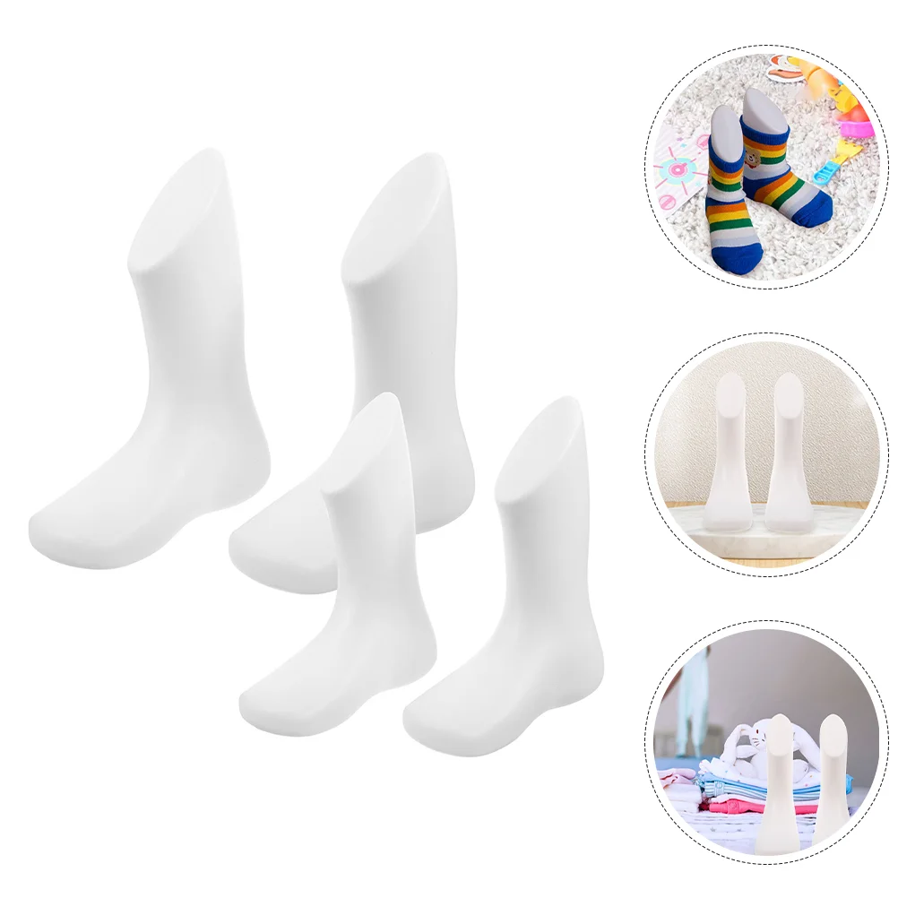 

4 Pcs Socks White Shoes Baby Foot Mold Mannequin Feet Model Display Holder Shop