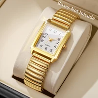 Fashion Rectangle Women Watches  Simple Arabic Dial Elastic Strap Quartz Wristwatch for Reloj Mujer Girls Clock (Without Box) 2