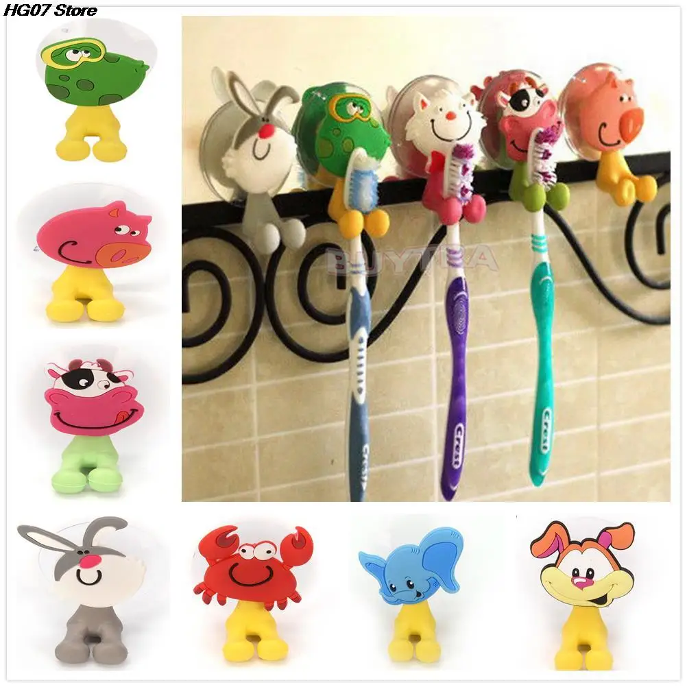1PC Animal Cute Cartoon Animals Suction Cup Toothbrush Holder Bathroom Accessories Set Wall Suction Holder Tool