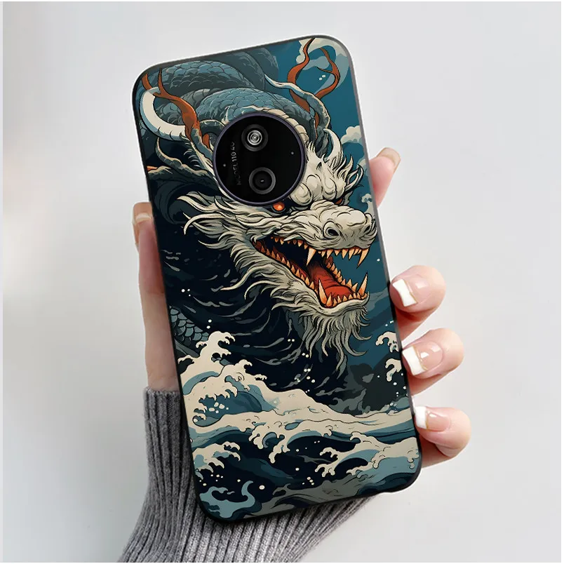 Aesthetic Shockproof Black Silicone Case with Sunset Pattern
