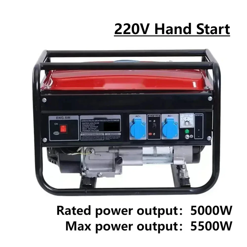 220V 5.5KW 15HP Household Outdoor Hand Start Gasoline Generator 1 cylinde 4 Stroke Generator Panel Dual Power Supply No Tire