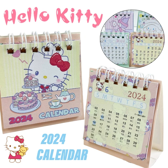 2024 Sanrio Mini Desk Calendar Hello Kitty Cinnamoroll Kuromi Desktop Note  Coil Calendar Book School Office Supplies Accessories - AliExpress
