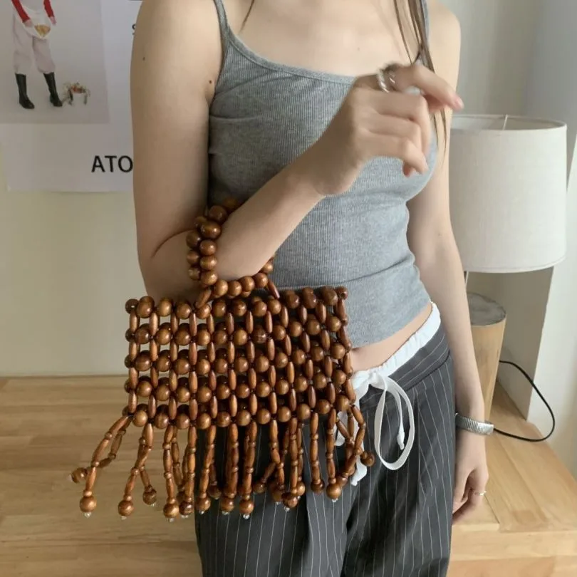 Designer Women Bamboo Handbags Messenger Bags High Quality Ladies Tote Clutch Bag Fashion Female Small Top Handle Beach Bag New