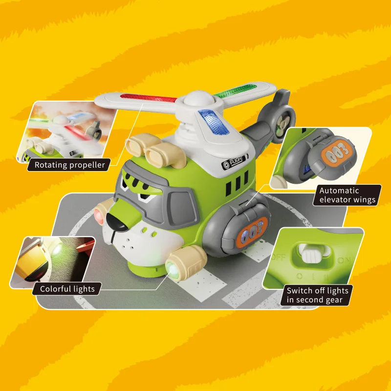 Rotating Tiger with Light Electric Airplane Toddler Cartoon Toys With Sounds Children's Toy Helicopter for Boys Birthday Gifts