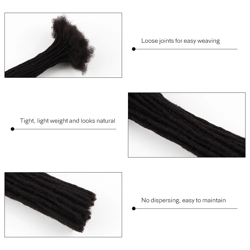 Orientfashion Microlocs Soft Loc Extensions Handmade 100% Human Hair Dreadlocks Extensions 0.2cm Width Afro Kinky Curly Locs