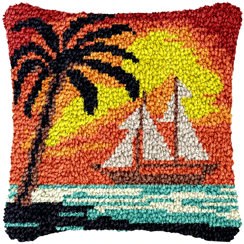 Wilderness Animal Latch Hook Pillow DIY Hand Embroidery Kit Knitted Embroidery Carpet For Home Decor