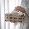 Nordic Luxury Leather Paper Holder Double Plaid Woven Tissue Box Luxury Desktop Napkin Organizer Home Creative Handkerchief 3