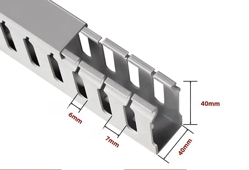 Flame Retardant PVC Cable Management Tray with Open Slot Channel - Desk Wire Organizer and Industrial Cabinet Box Raceway