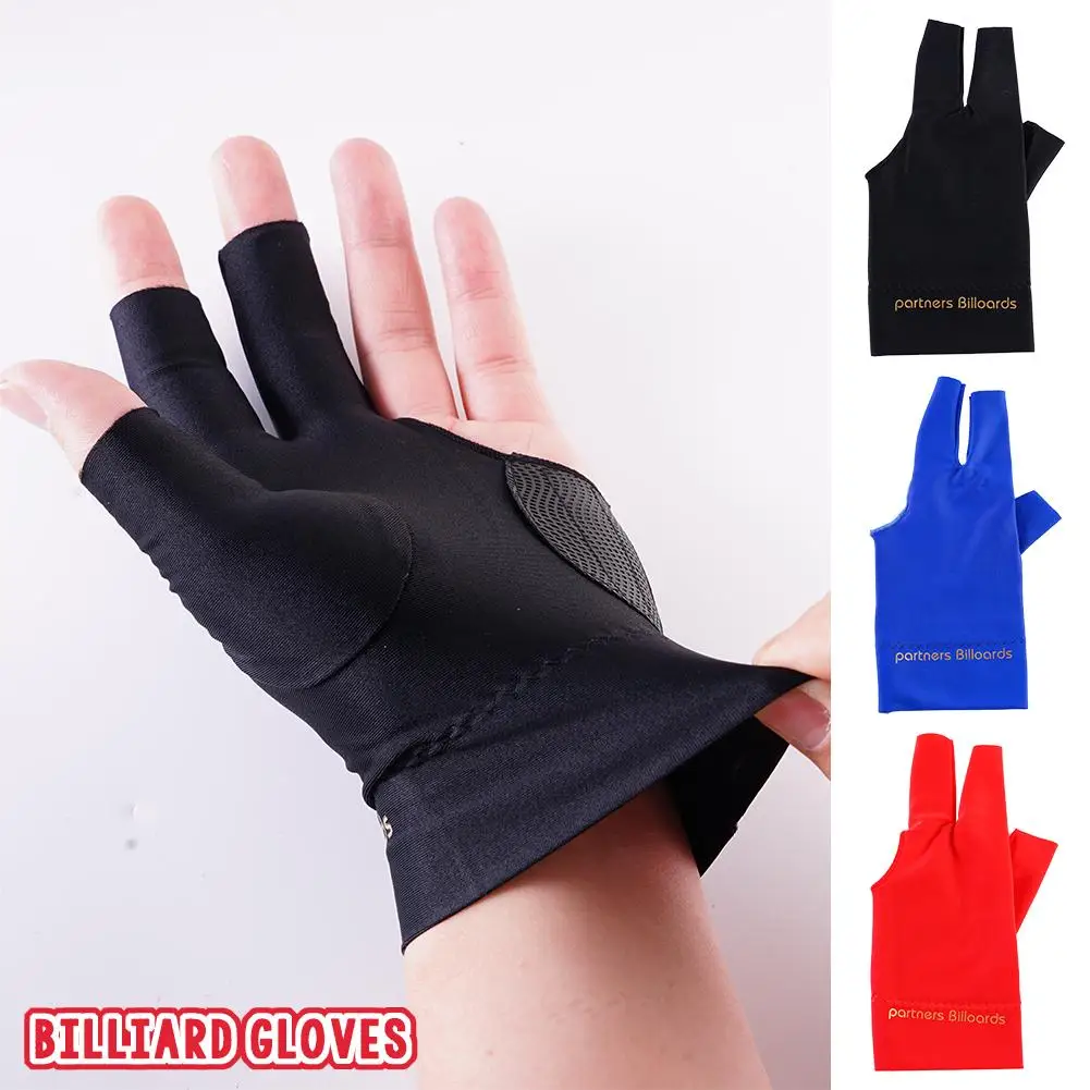 1PCS Three Fingers Snooker Glove Pure Color Elasticity Anti Glove Left Training Hand Right Spandex Billiard Skid R9J2